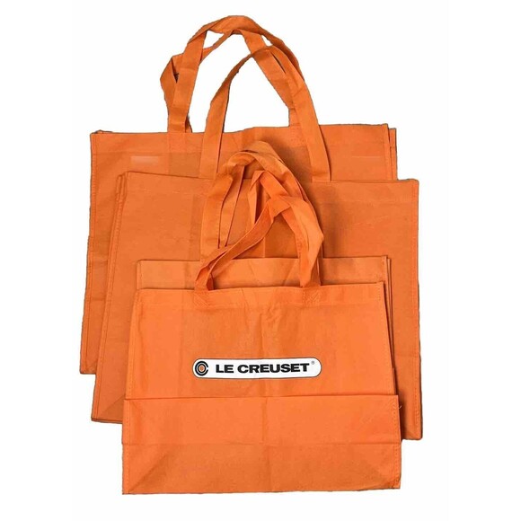 LE CREUSET Shopping Bag Lot 4 Gift Tote Reusable Eco Friendly Shopper 20in 16in - Picture 1 of 4